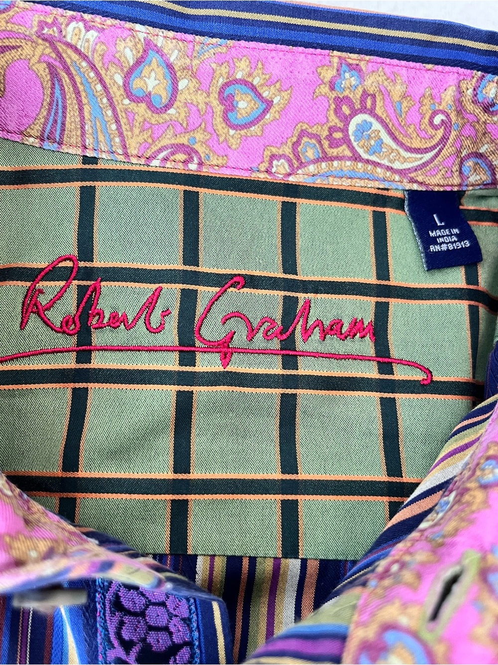 Robert Graham Flip Cuff Multi-Stripe Long-Sleeve Button-Down Shirt - Picture 7 of 7